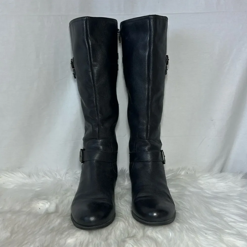 Naturalizer Jessie Black Leather Riding Boots Sz 12 WIDE WIDTH‎